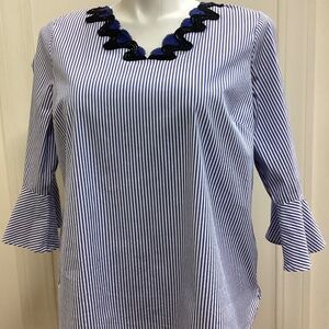 Talbots Stripe Rikrack Trim Top